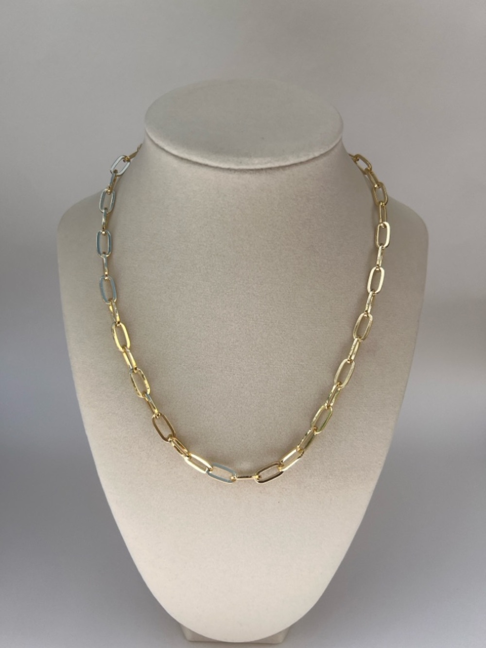 14K Gold Plated Paper Clip Link Chain Necklace, Minimalist Chic
